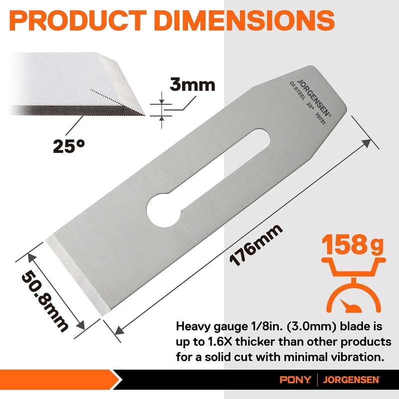 Jorgensen No.4 & No.5 Wood Planer Blade - for No.4 Smooth Plane & No.5 Jack Plane, Professional Level O1 Steel, High Hardness & Long Edge Retention, 3mm Thickness Replacement Blade - Image 5